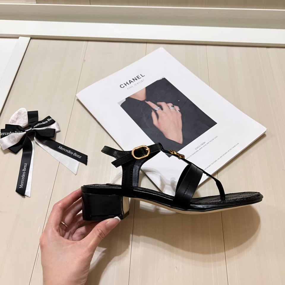 Chanel Sandal Open Round Toe Flip Flops Black view 6