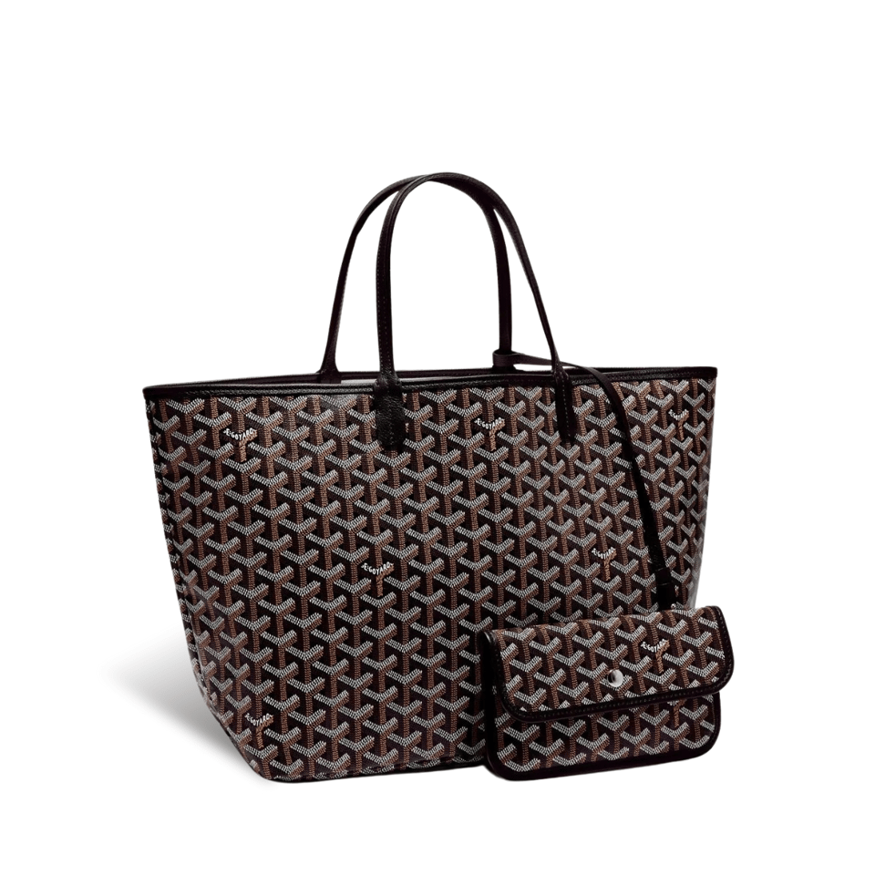 Goyard Saint Louis Pm 34Cm Black Canvas Chevroches Calfskin