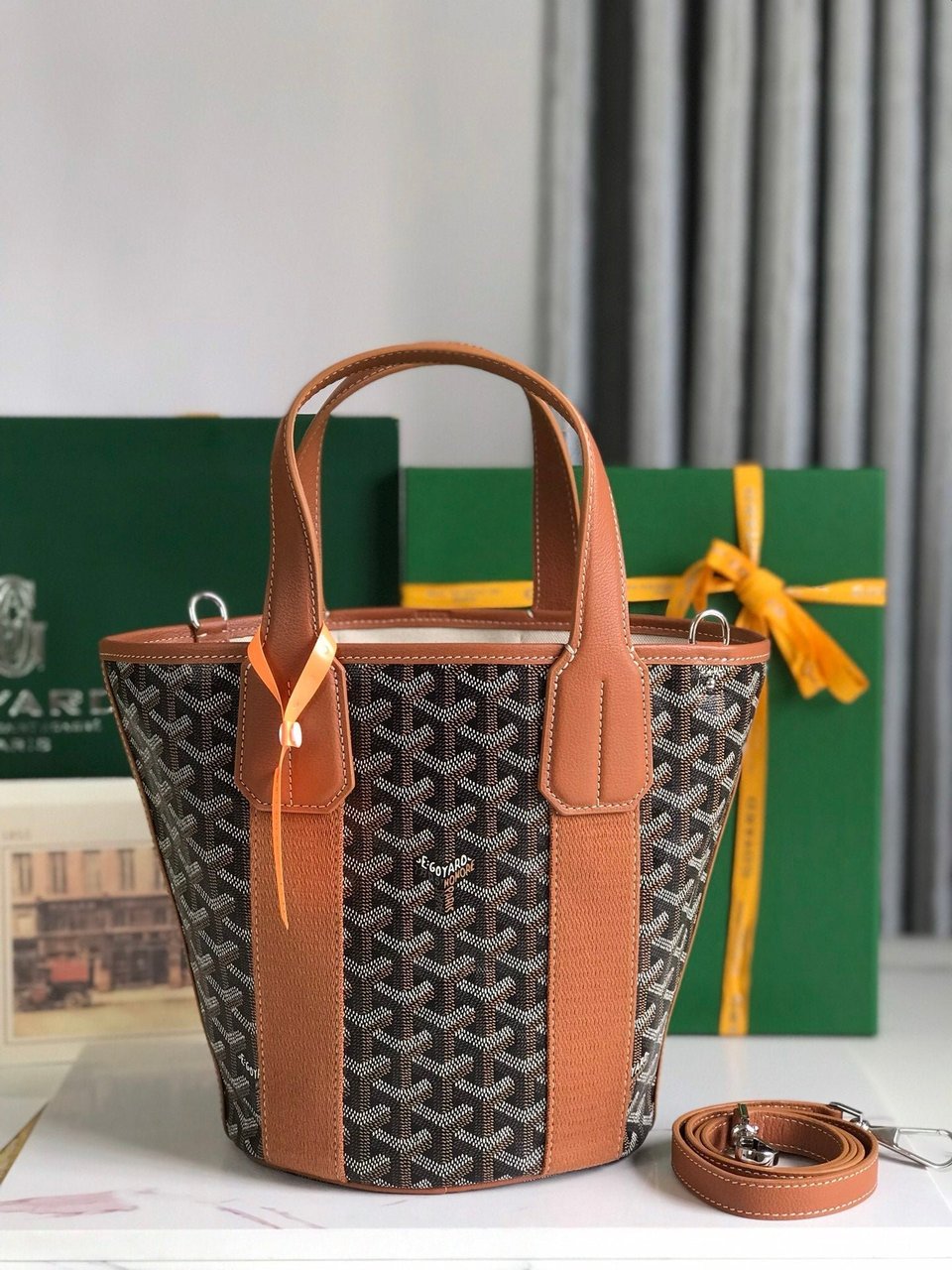 Goyard Small Belharra 24 Cm Black Goyardine Canvas And Tan Lambskin view 10