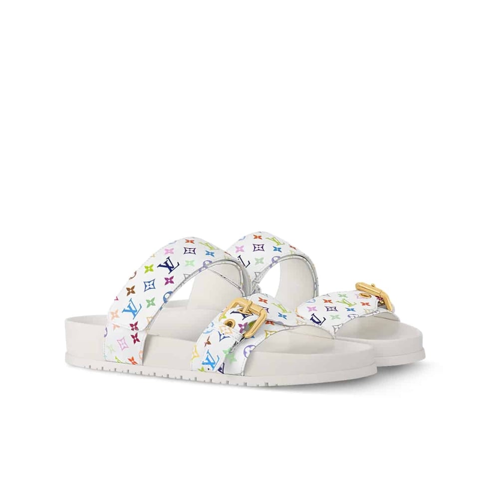 Louis Vuitton X Takashi Murakami Bom Dia Flat Comfort Mule White 1Agxtv view 2
