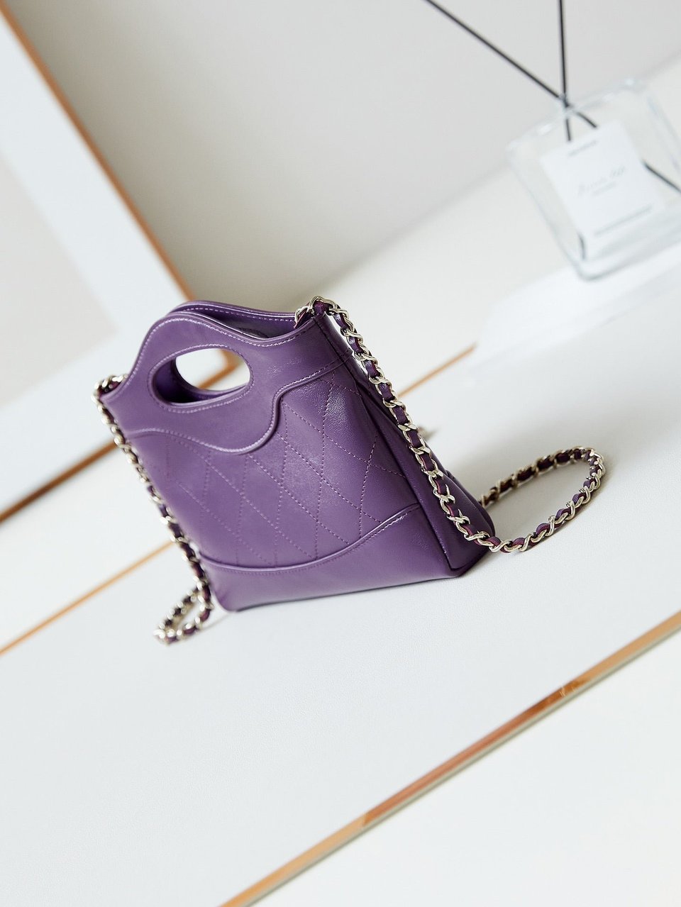 Chanel 24S31 Nano Shopping Bag 17.5Cm Purple Lambskin Gold Hardware view 10