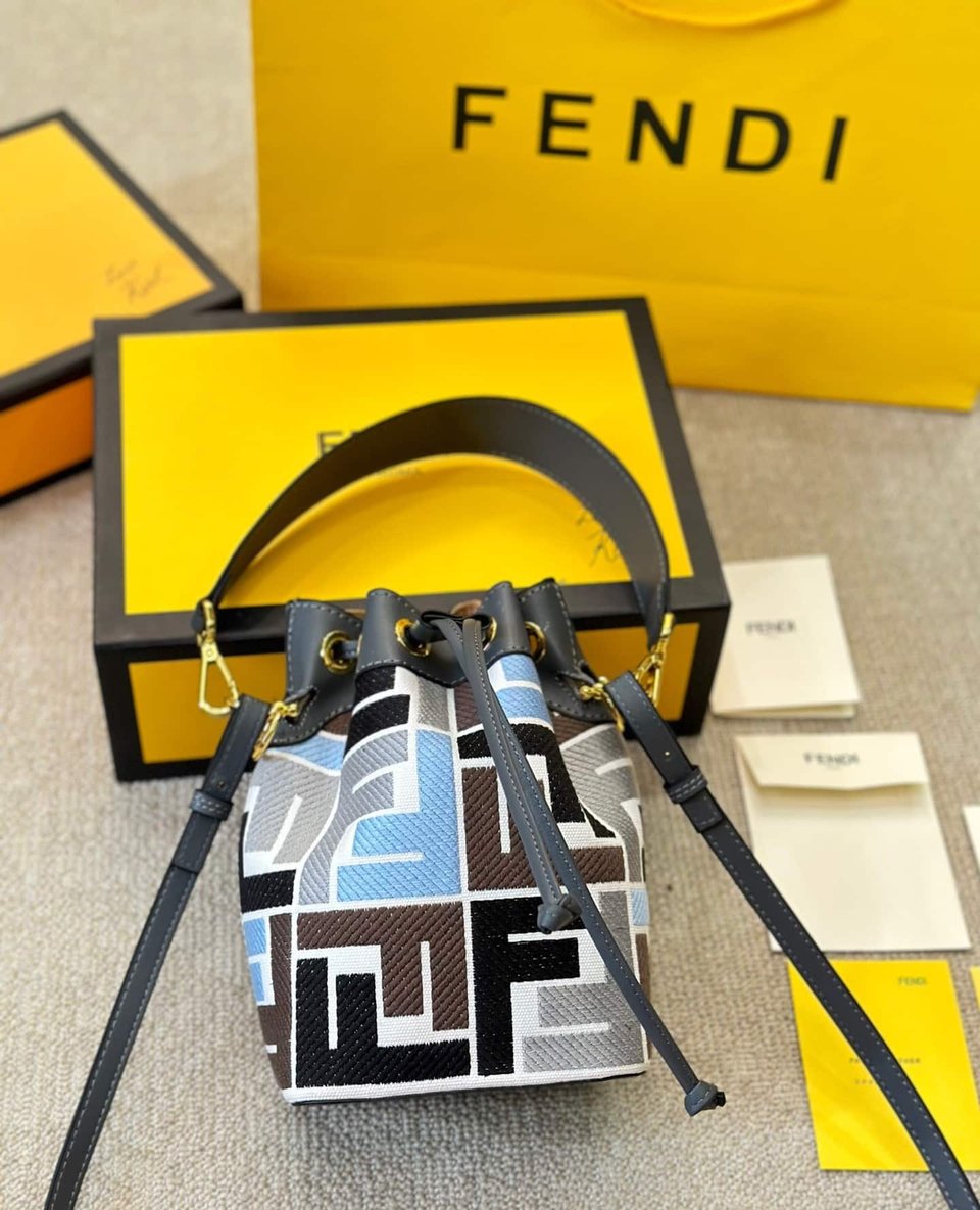 Fendi Mon Tresor Multicolor Canvas Mini Bag With Ff Embroidery 22Cm 8Bs010Arc3F1Opk view 3