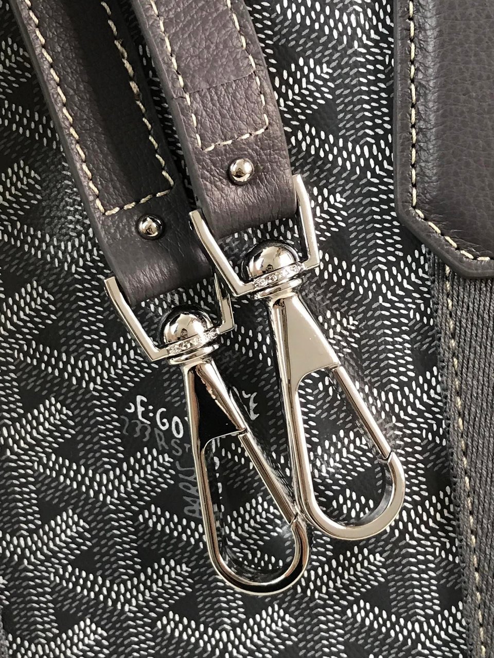 Goyard Small Belharra 24 Cm Gray Goyardine Canvas And Lambskin view 7