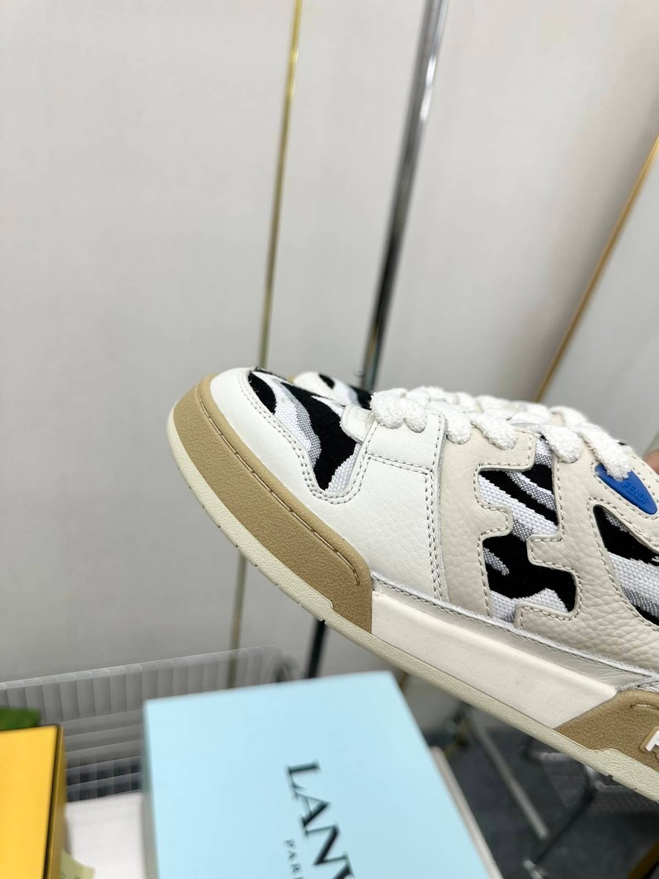 Fendi Match Leather Low Tops White And Black view 5
