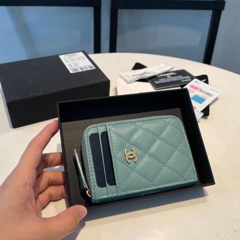 Chanel Zipped Coin Purse 11 Sapphire Grained Calfskin view 2