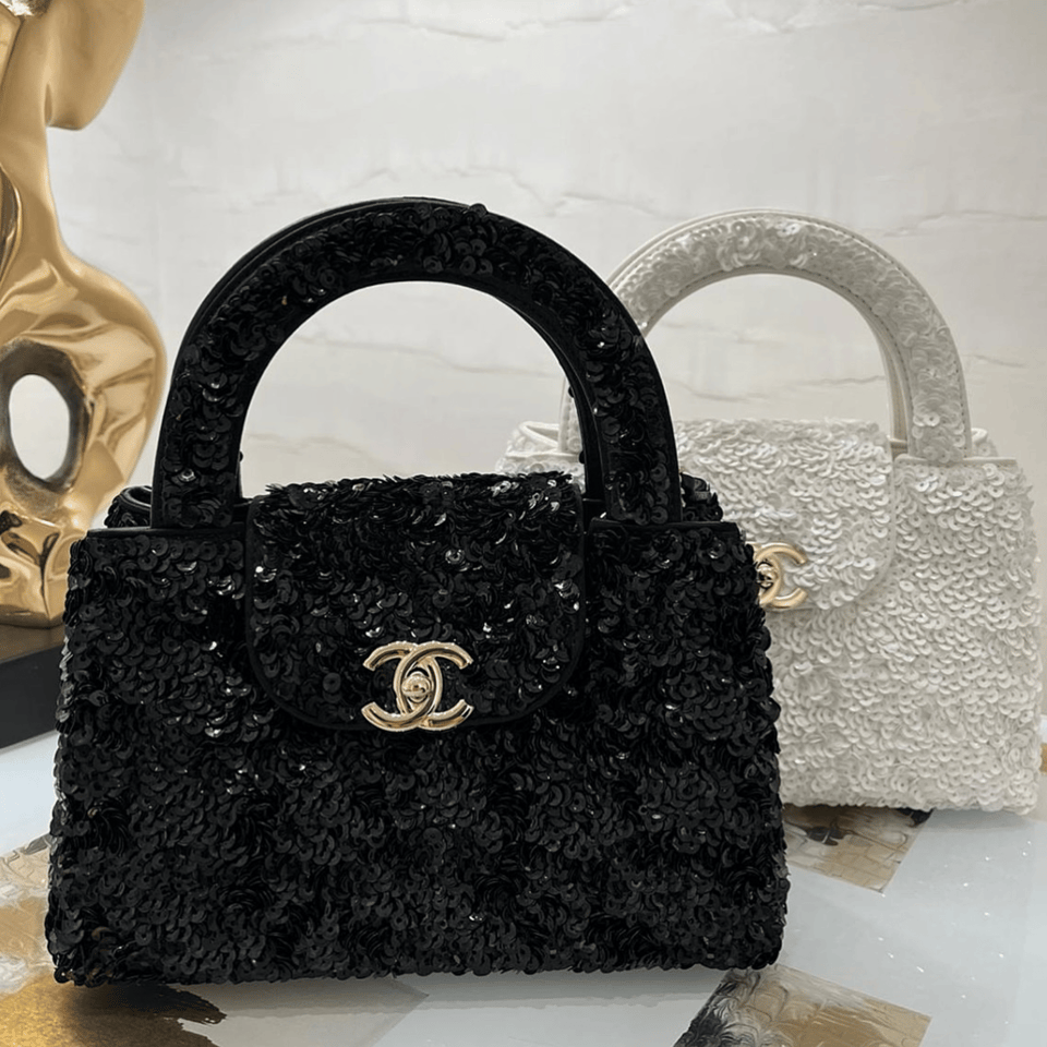 Chanel Mini Sequin Handbag Black 19cm/7.5in view 6
