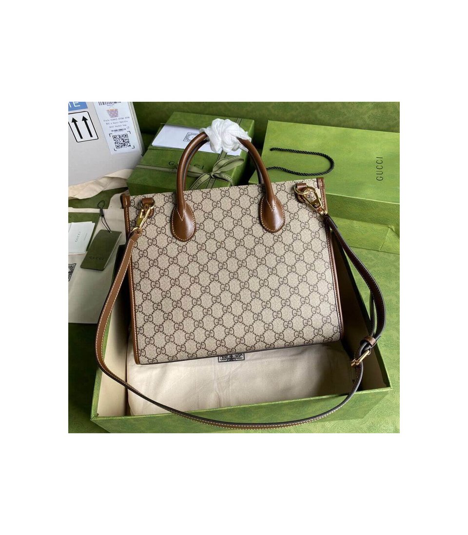 Gucci Tote Bag Small GG Supreme Marrone 31cm view 5