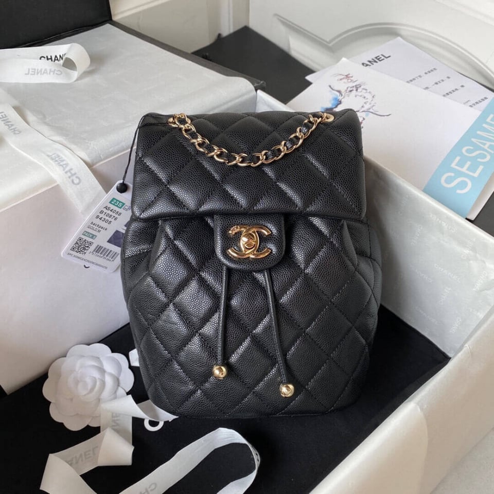Chanel Small Backpack Grained Calfskin view 6