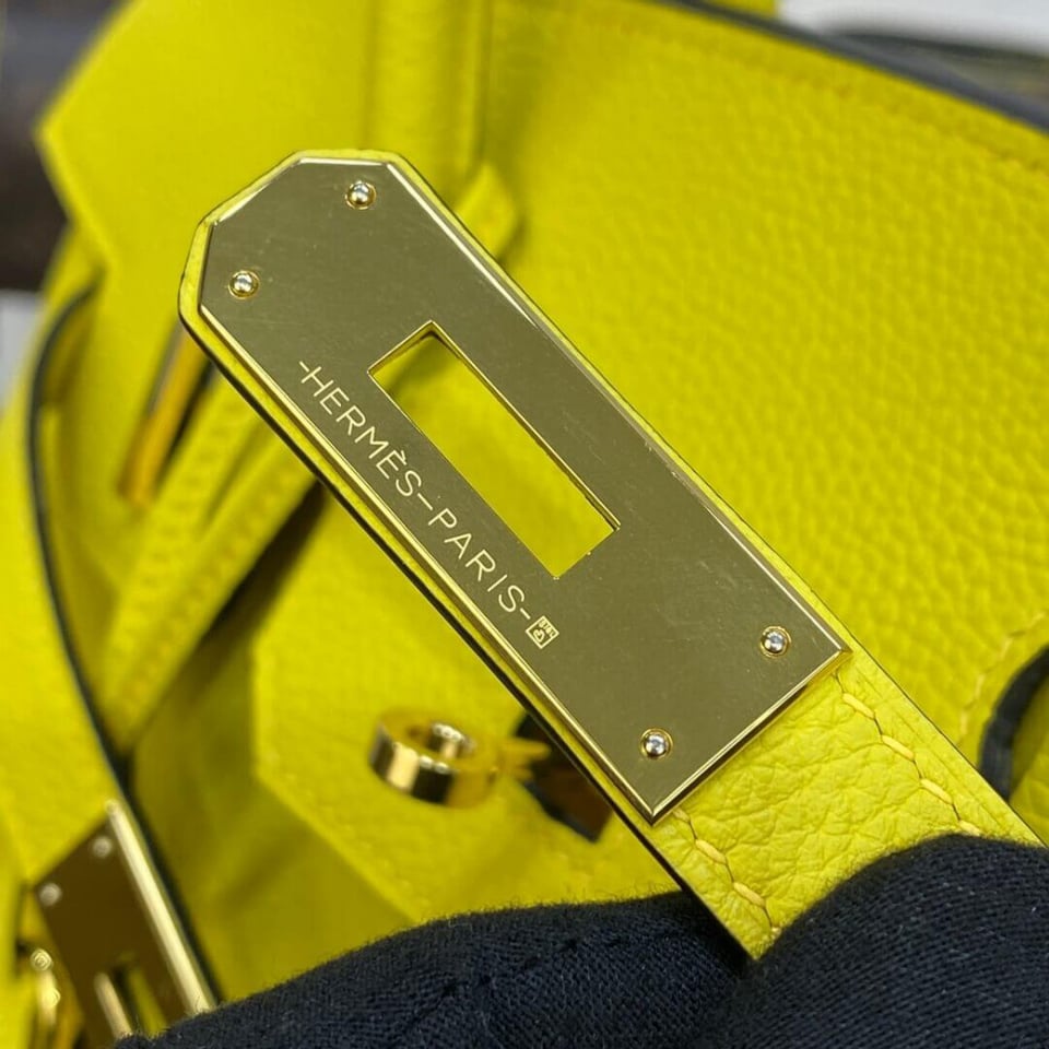 Hermes Birkin 30 Bag Lime Gold Hardware Togo Leather view 17