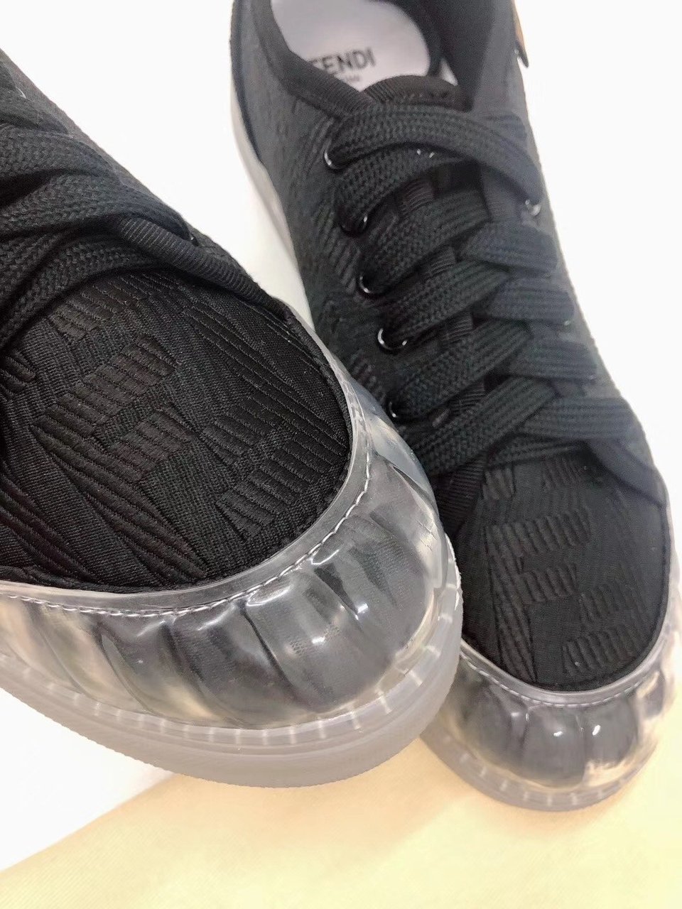 Fendi Corda Low Top Sneaker Tess Canvas Black view 9