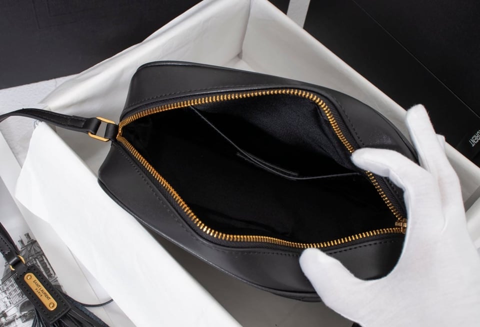 Saint Laurent Lou Camera Bag In Quilted Black Gold Leather 23Cm view 3