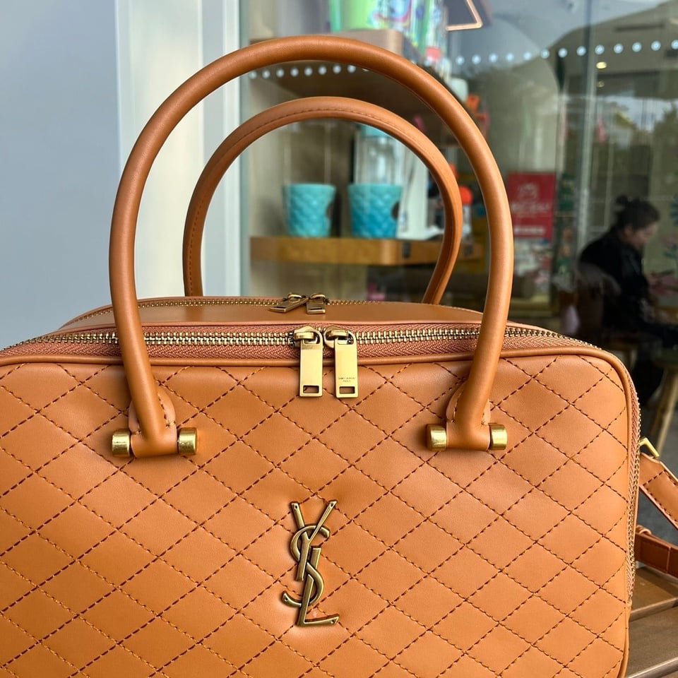 Saint Laurent Lyia Duffle In Quilted Brown 31Cm view 9