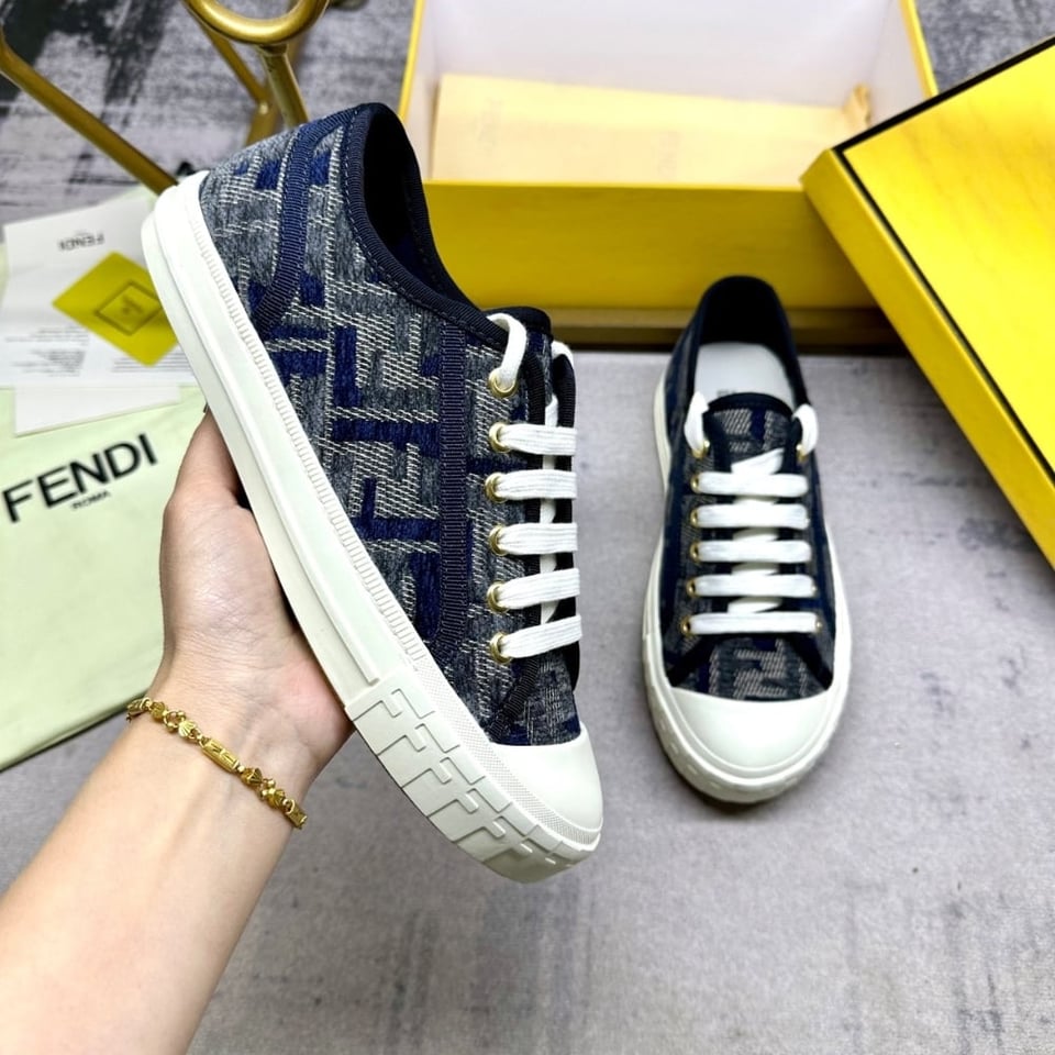 Fendi Domino Ff Denim Low Top Sneakers Blue view 5
