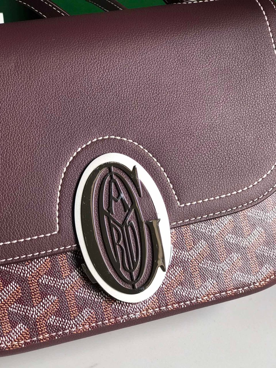 Goyard 233 Bag Wine Red Calfskin And Goyardine Canvas 25cm view 8