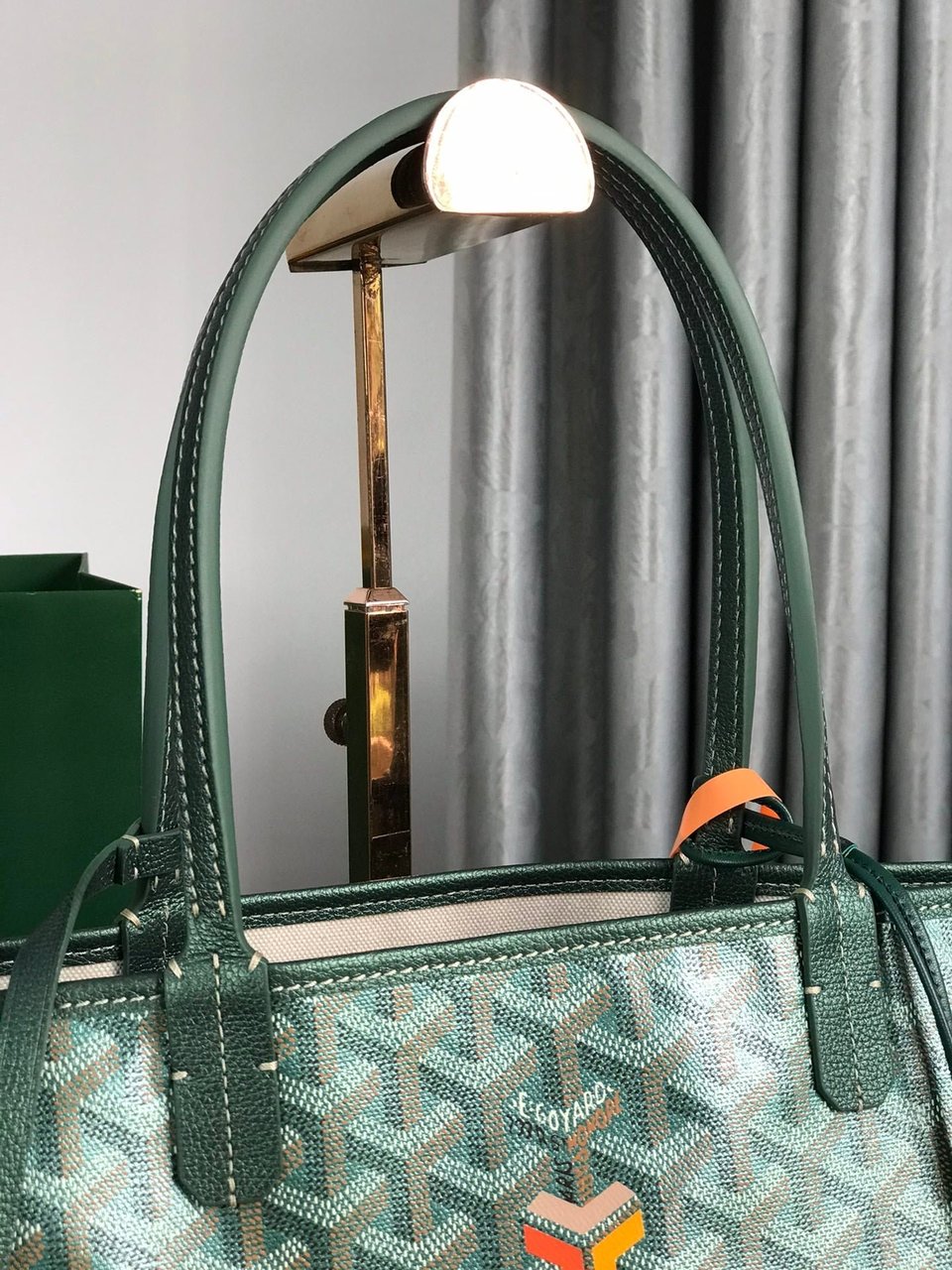 Goyard Saint Louis Pm Bag 34Cm Green Canvas Chevroches Calfskin view 5