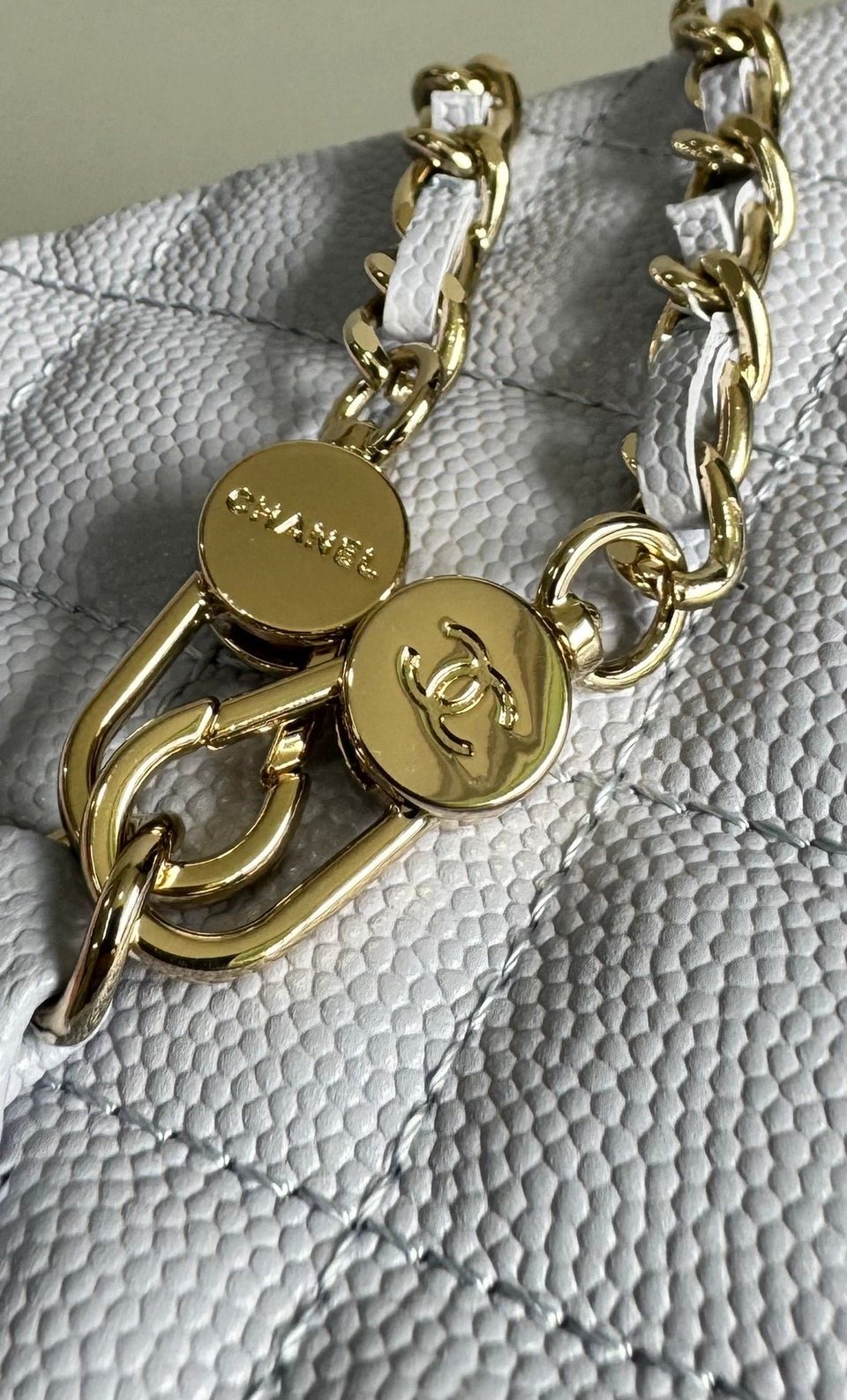 Chanel Mini 18 Backpack White Caviar Light Gold Hardware view 8