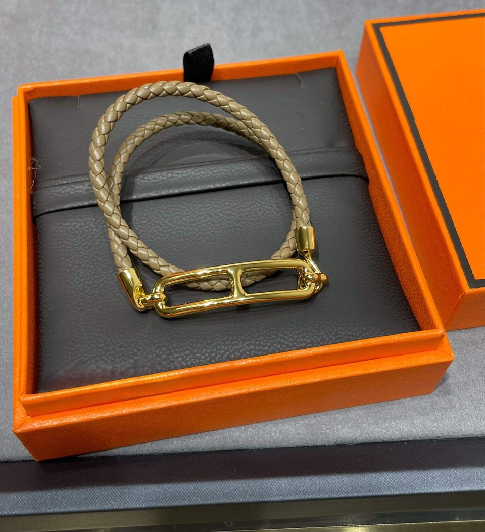 Hermes Roulis Double Tour Bracelet Khaki Gold Hardware view 5