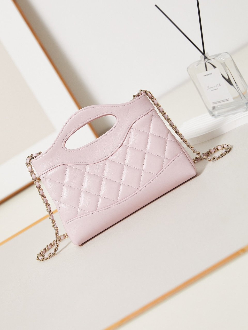 Chanel 24S31 Nano Shopping Bag 17.5Cm Light Pink Lambskin Gold Hardware view 5