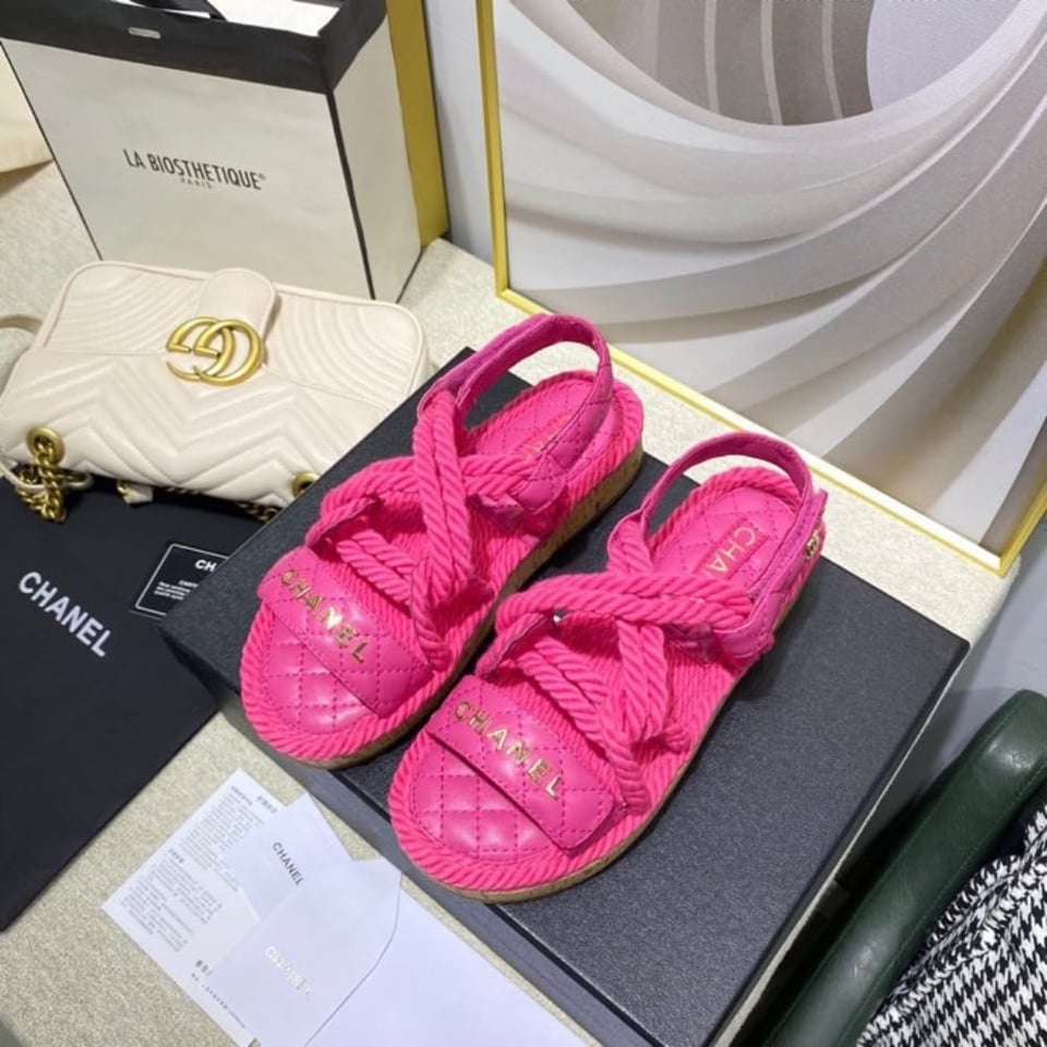 Chanel Rope Sandals Strap Pink view 9