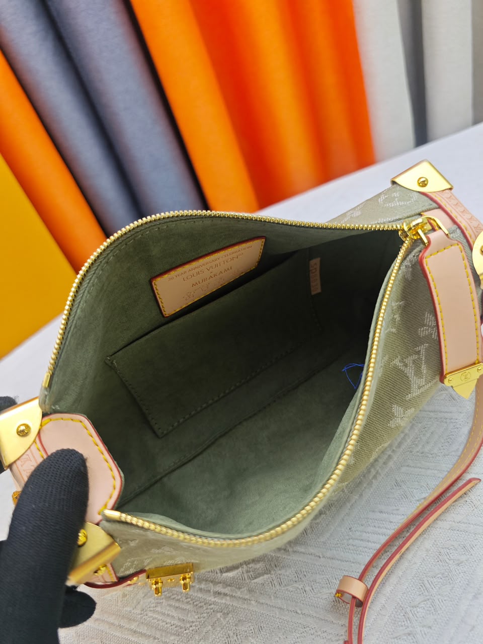 Louis Vuitton East West MM Side Trunk Bag Khaki Denim 28cm M27451 view 7