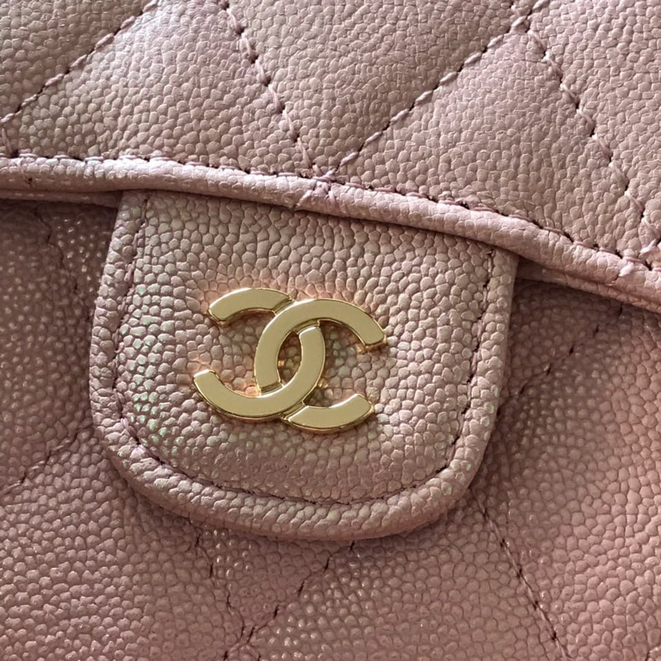Chanel Flap Card Holder 11.5 Pale Pink Grained Calfskin Gold Icon view 6