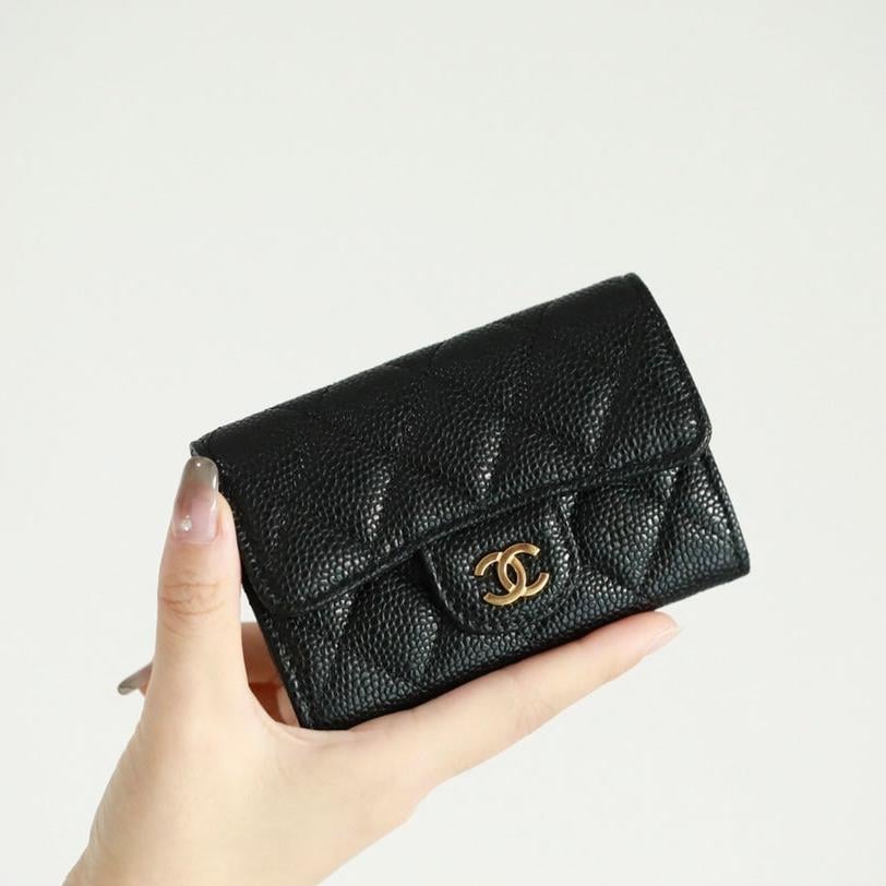 Chanel Flap Card Holder 11.3 Black Grained Calfskin Gold Icon view 2
