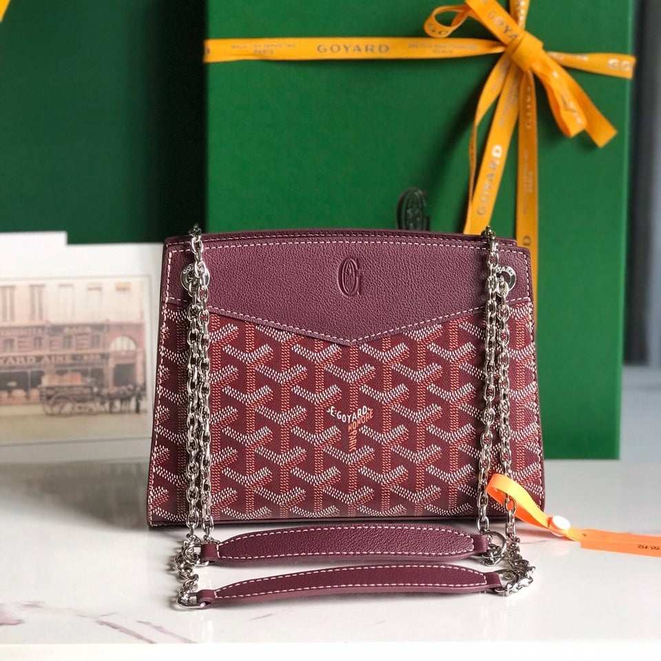 Goyard Rouette Structuré Mini Bag 21cm Wine Red Goyardine Canvas And Calfskin