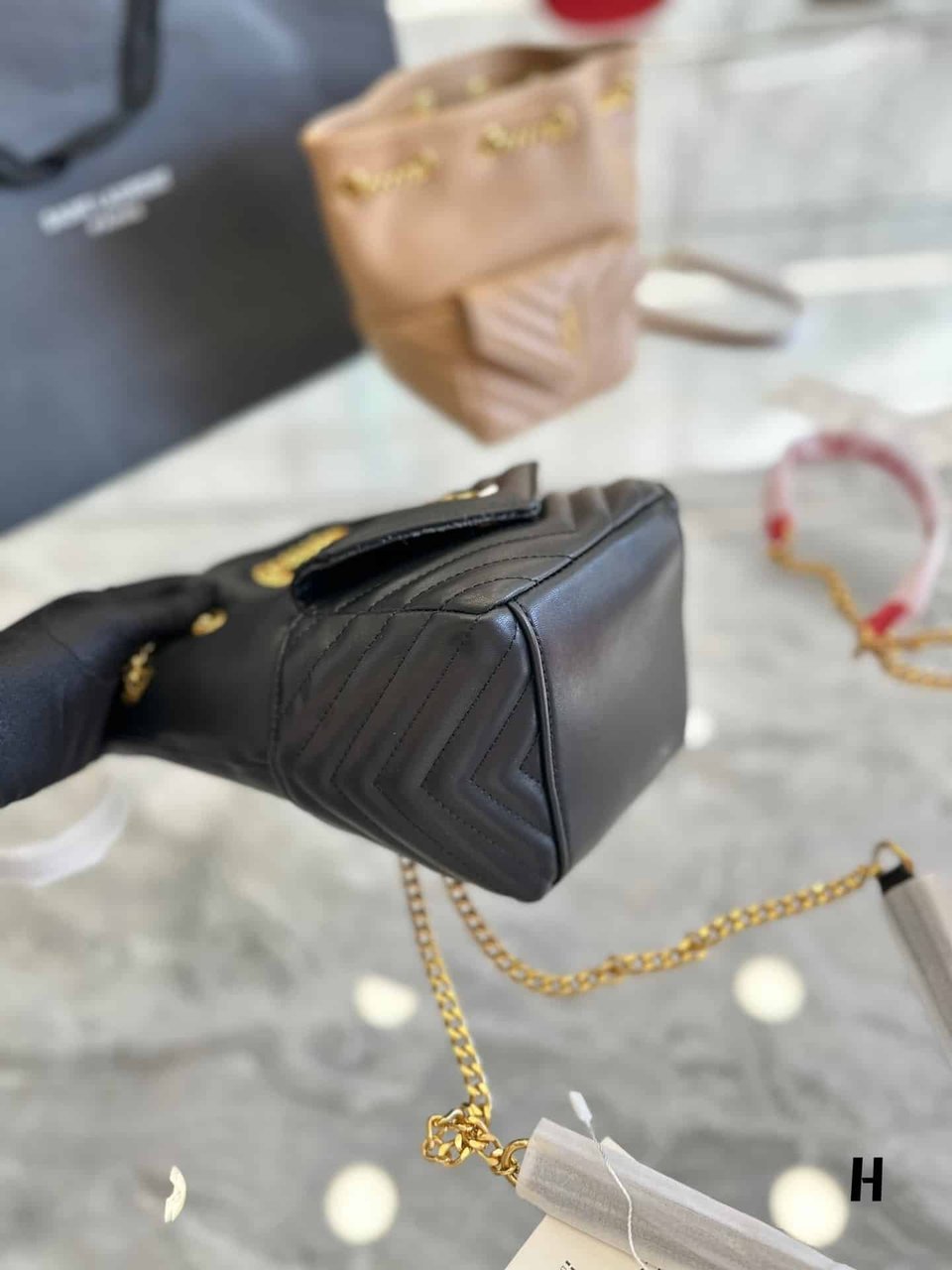 Saint Laurent Joe Mini Bucket Bag In Quilted Black 19Cm view 7