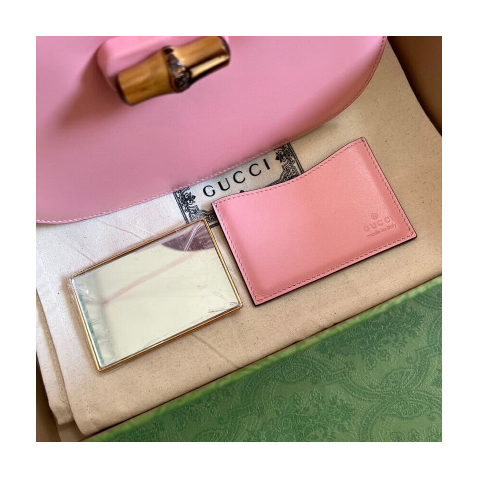 Gucci Small Top Handle Bag with Bamboo Pink view 10