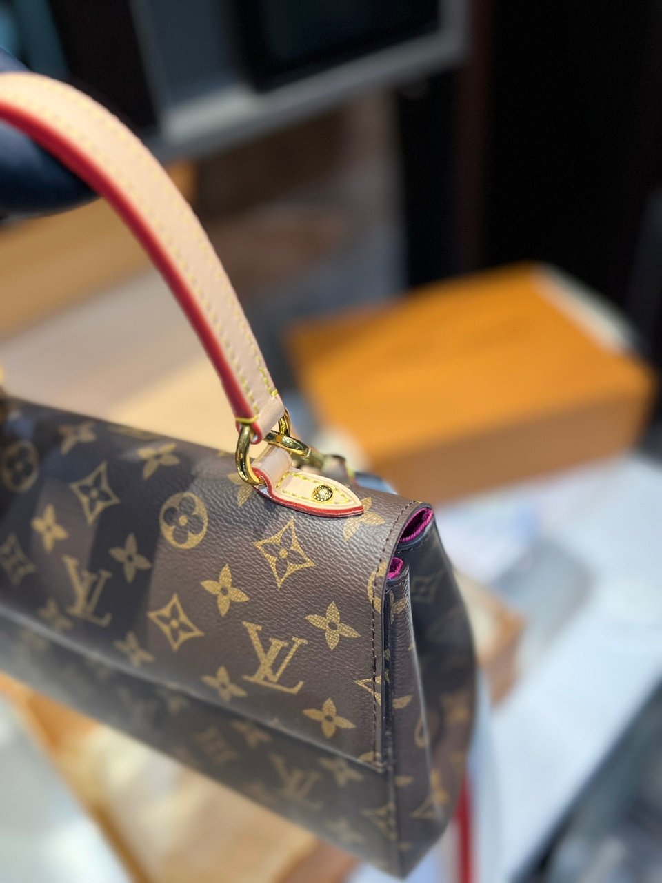 Louis Vuitton Cluny Brown Beige And Red Strap 25Cm view 8