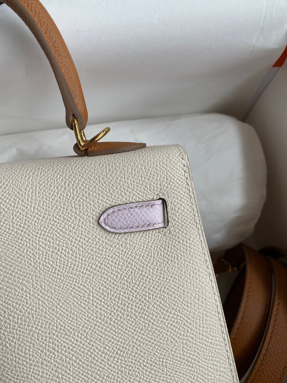 Hermes Kelly 25 Bag In Light Beige Epsom Leather For Women 25cm/10in view 4
