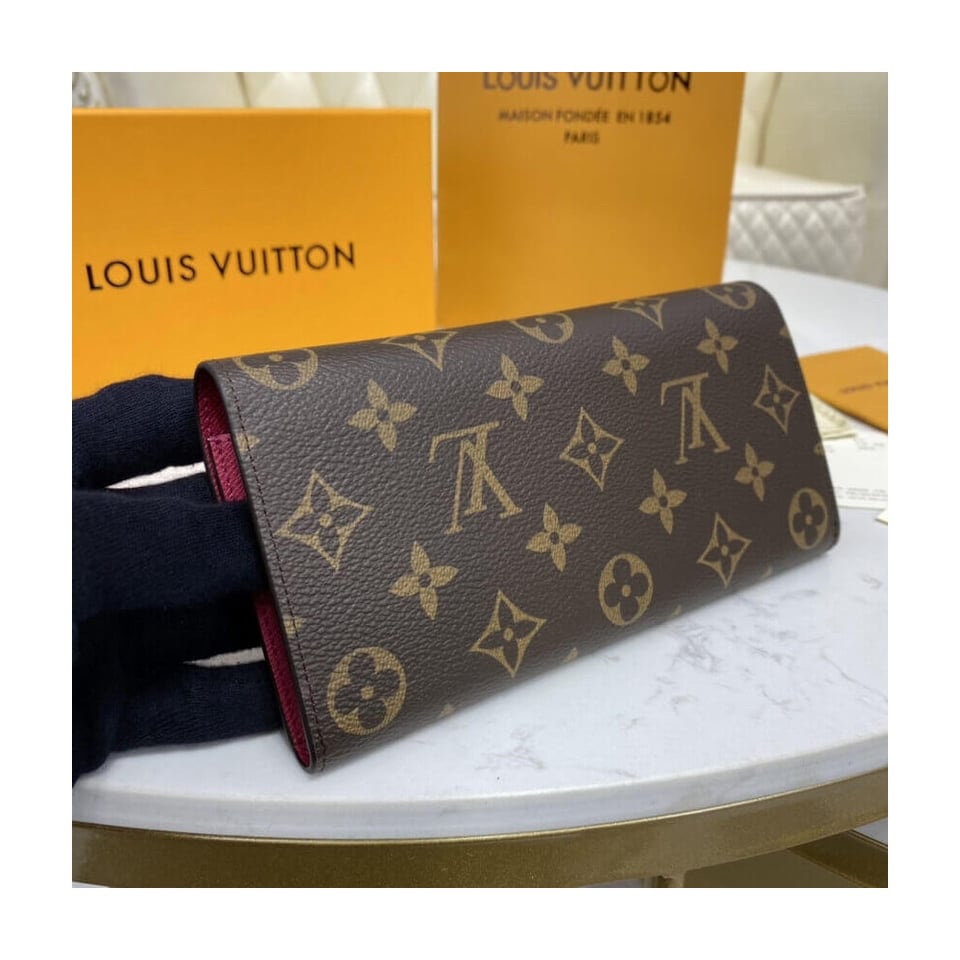 Louis Vuitton Monogram Canvas Emilie Wallet Rose Red view 4