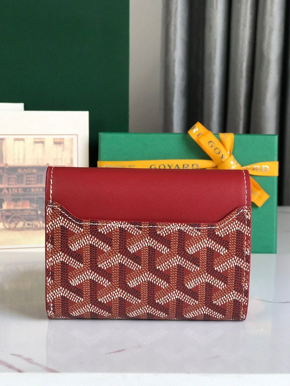 Goyard Saint-Gabriel Wallet Classic Red Calfskin And Goyardine Canvas 12cm view 9