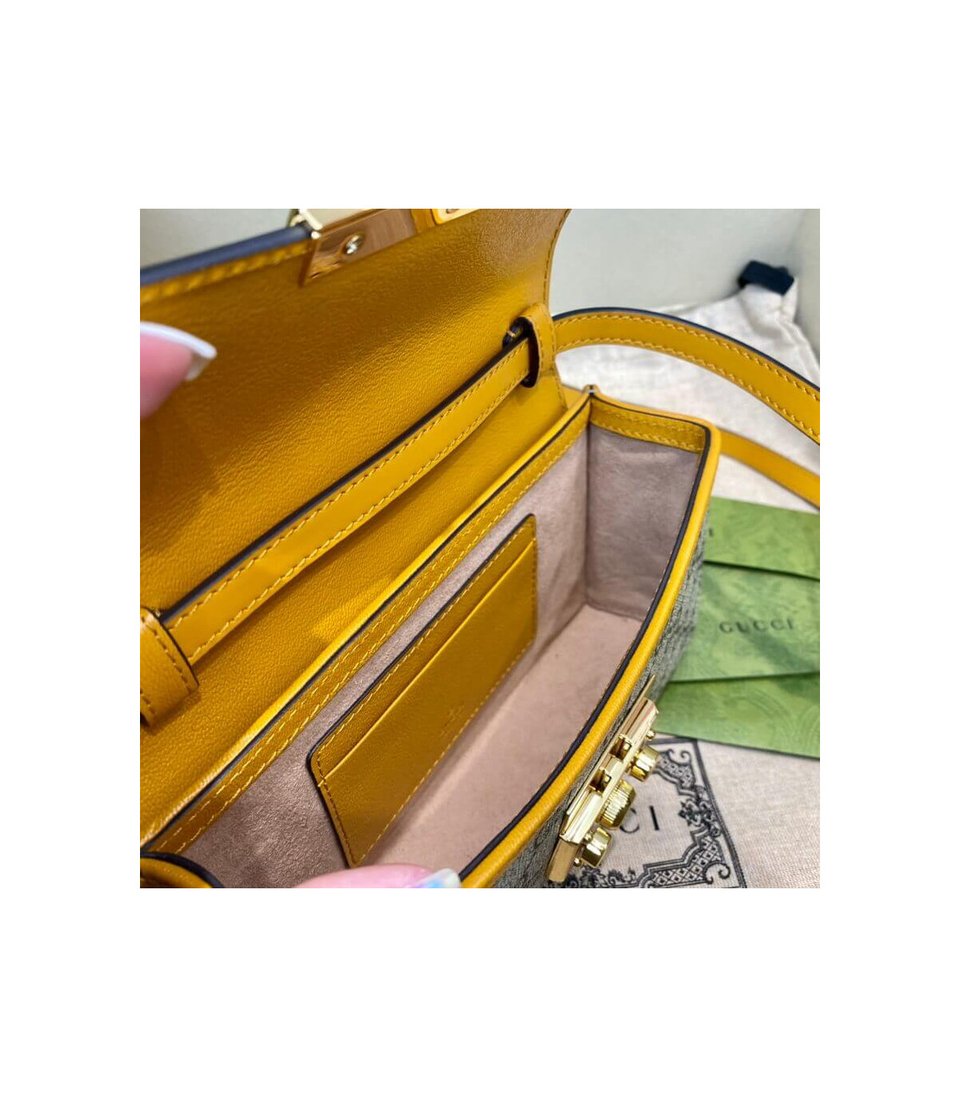 Gucci Padlock Mini Shoulder Bag Ivory &amp; Orange Leather 18cm/7in view 19