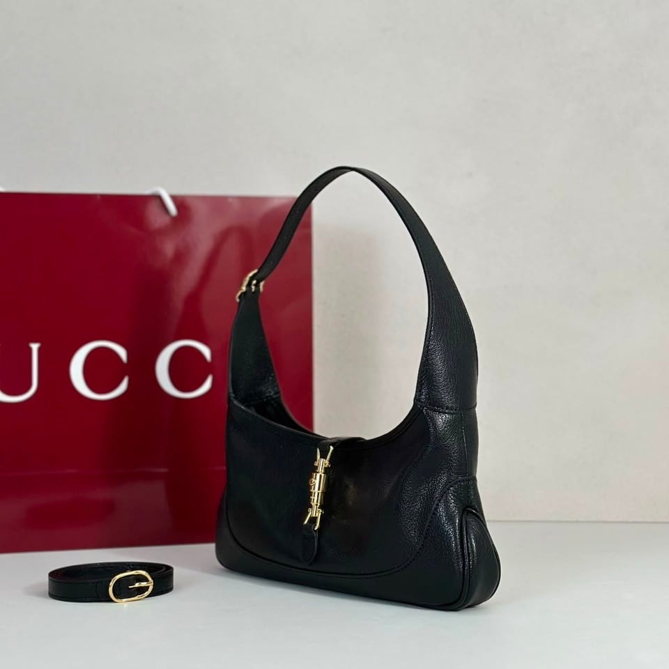 Gucci Jackie Slim Medium Shoulder Bag 28cm/11in Black Leather ‎863137 view 6