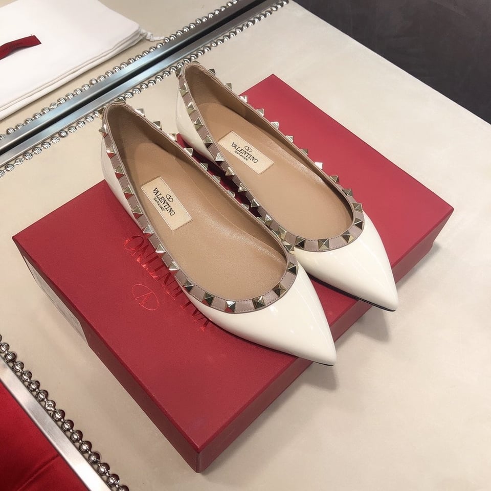 Valentino Patent Rockstud Ballet Flat White view 5