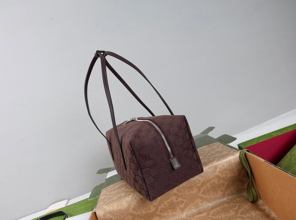 Gucci Melrose Medium Boston Bag 29cm/11.4in Dark Brown GG Canvas 875228 view 6