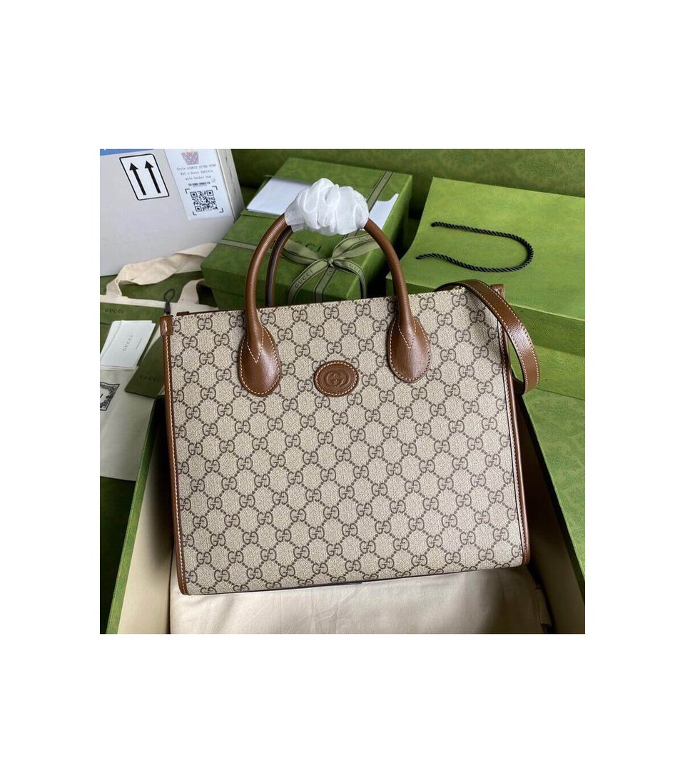 Gucci Tote Bag Small GG Supreme Marrone 31cm view 4