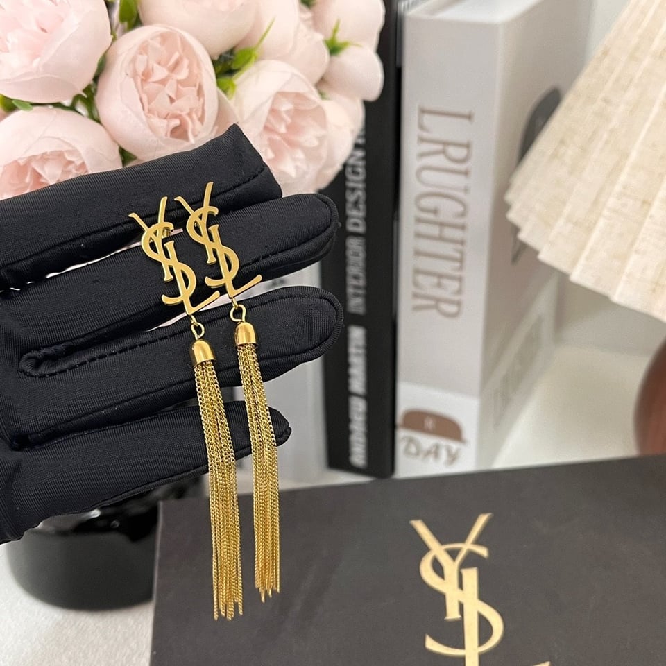 Saint Laurent Ysl Tassel Gold Earrings view 3