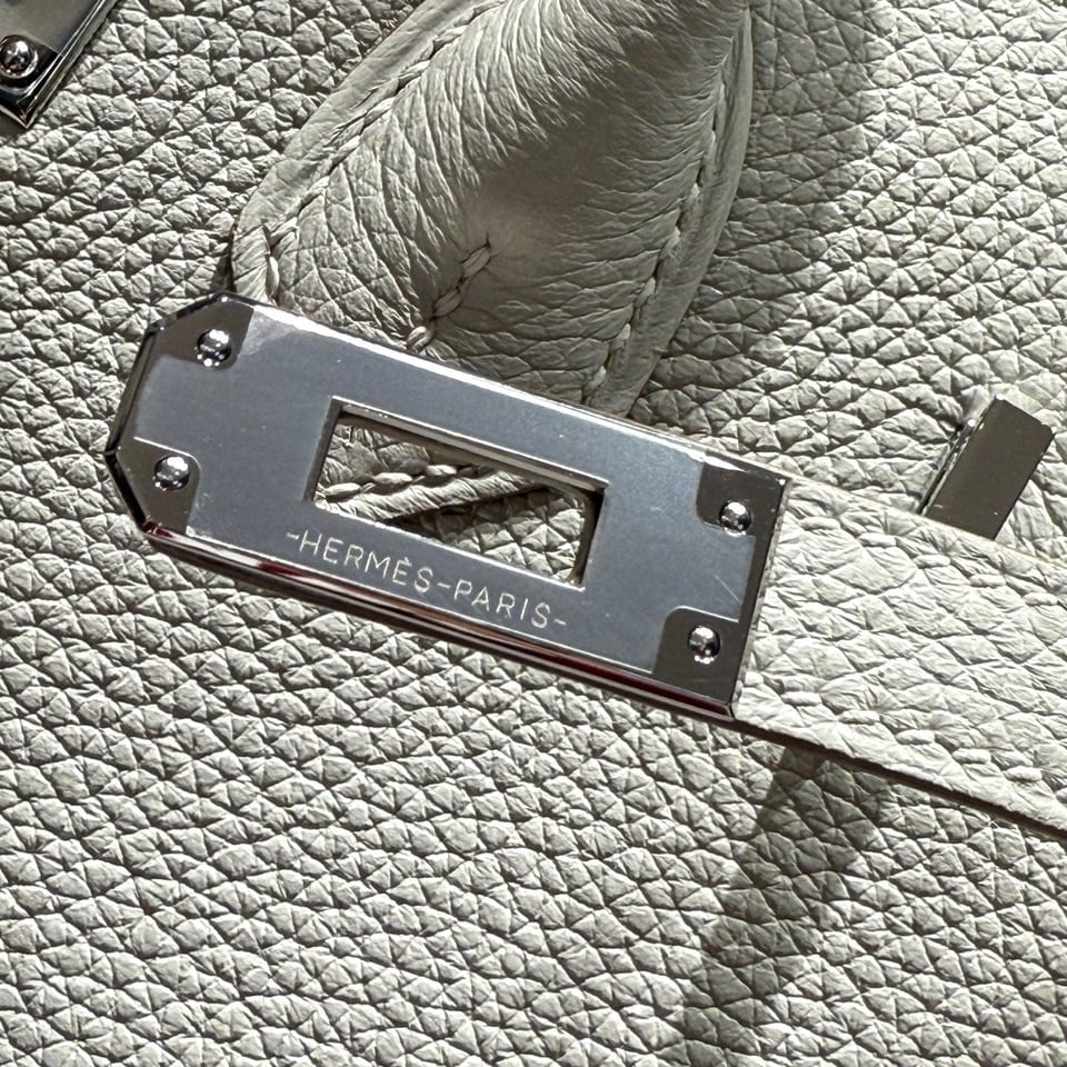 Hermes Birkin 25Cm White Togo Leather Silver Hardware 237490 view 10