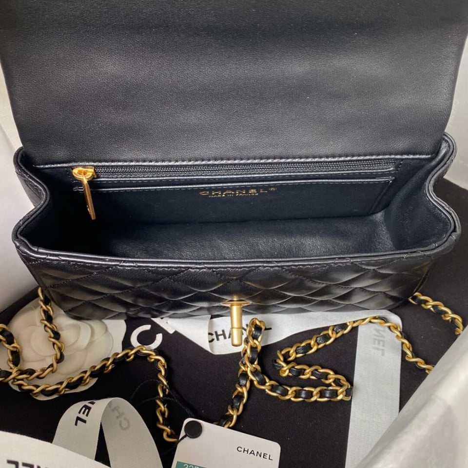 Chanel Mini Flap Bag With Gold Top Handle 20cm view 9