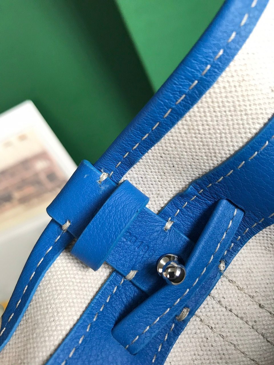 Goyard Petit Flot Bucket Bag 22 Cm Sapphire Blue Goyardine Canvas And Lambskin Trim view 7