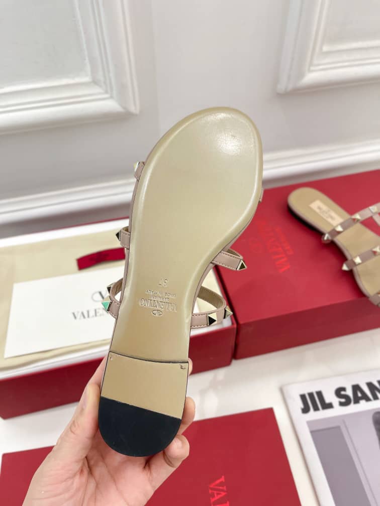 Valentino Garavani Rockstud Flat Slide Sandal Pink 4W2S0C49Vod P45 view 6