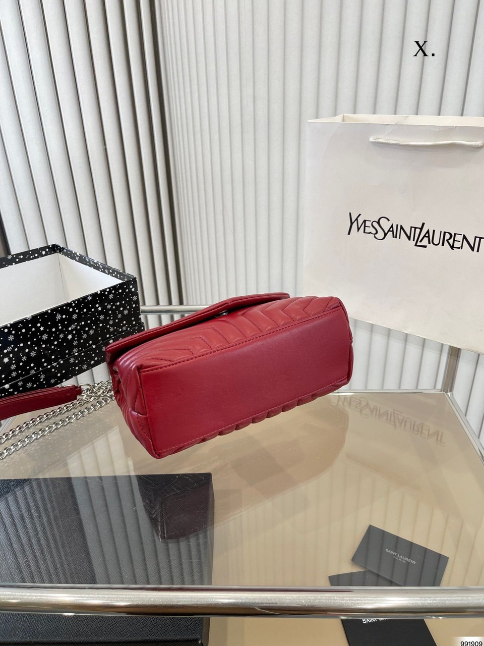 Saint Laurent Loulou Small Chain Bag In Quilted “Y” Leather Wine Red view 4