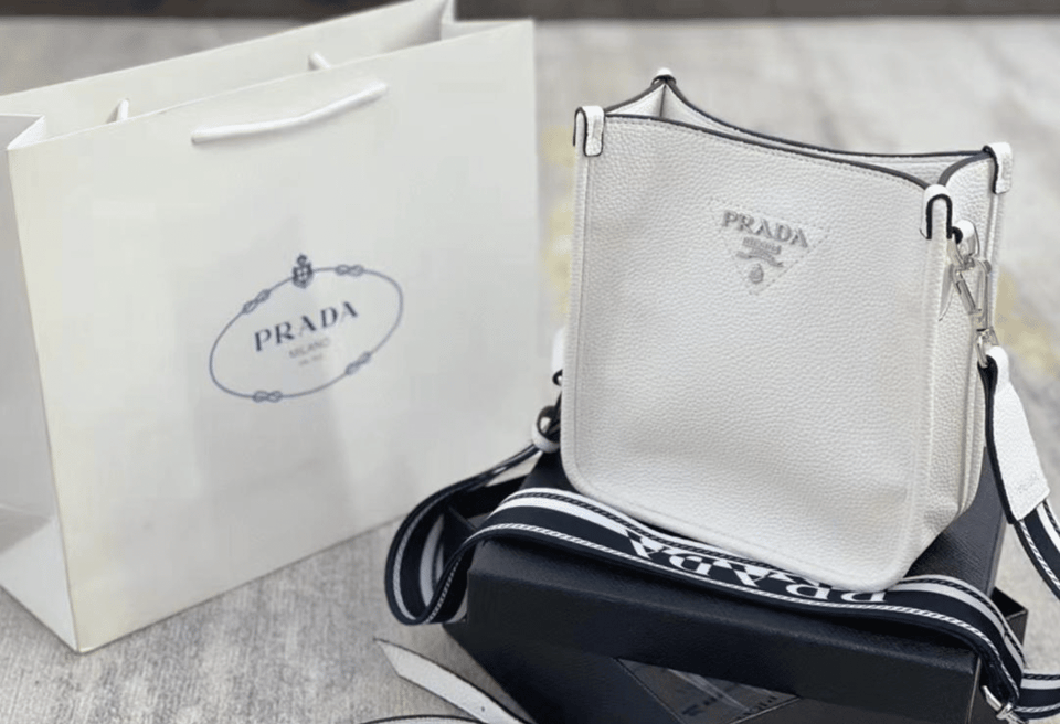 Prada Leather Mini Shoulder Bag White 20Cm view 5