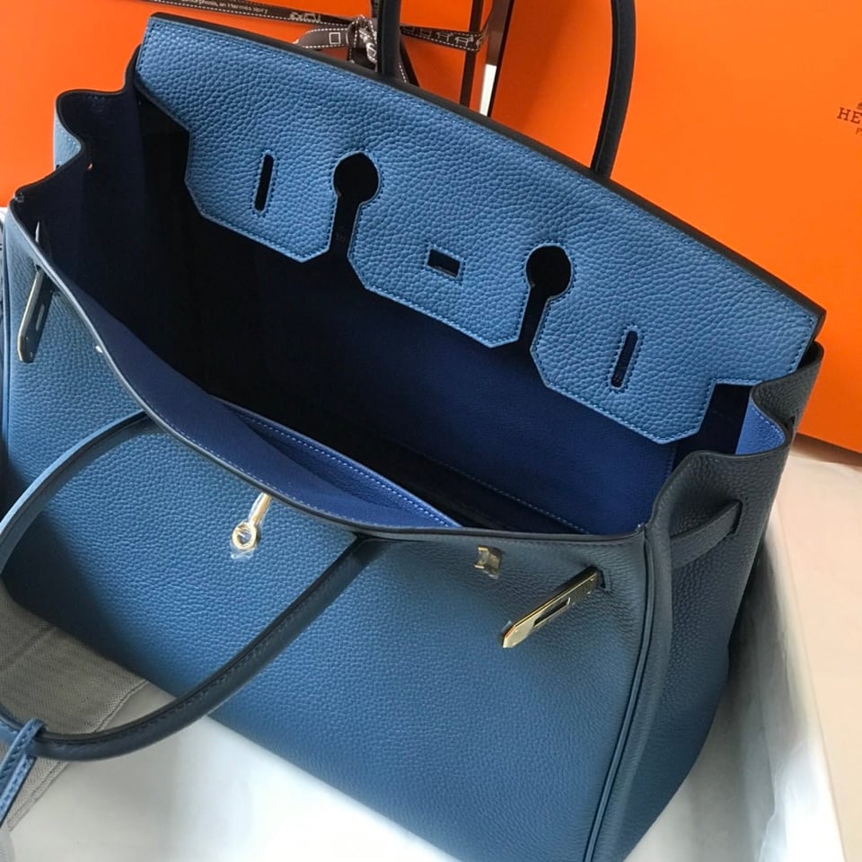 Hermes Birkin 35Cm Bag Azure Togo Gold Hardware view 4