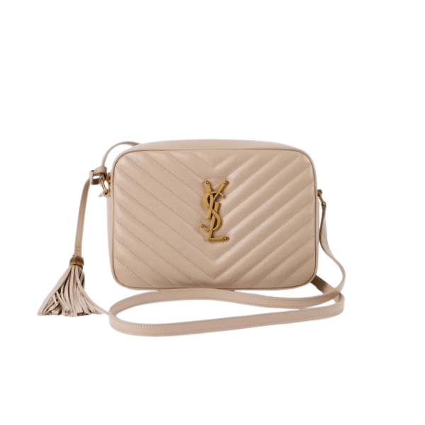 Saint Laurent Lou Camera Bag In Quilted Leather Beige Gold 23Cm view 2