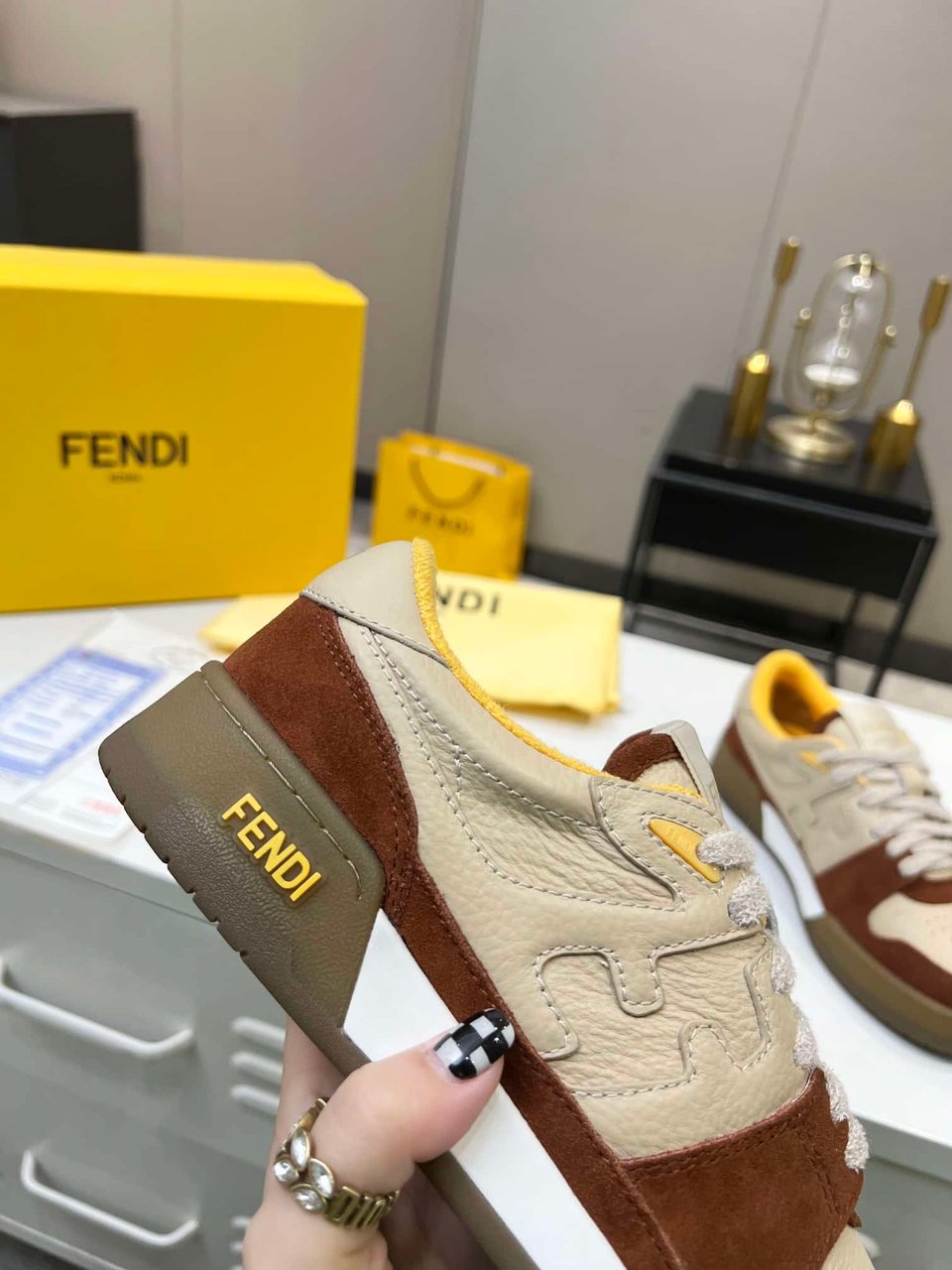 Fendi Match Suede Low-Tops Beige 8E8252Ahh2F1Fhu view 6