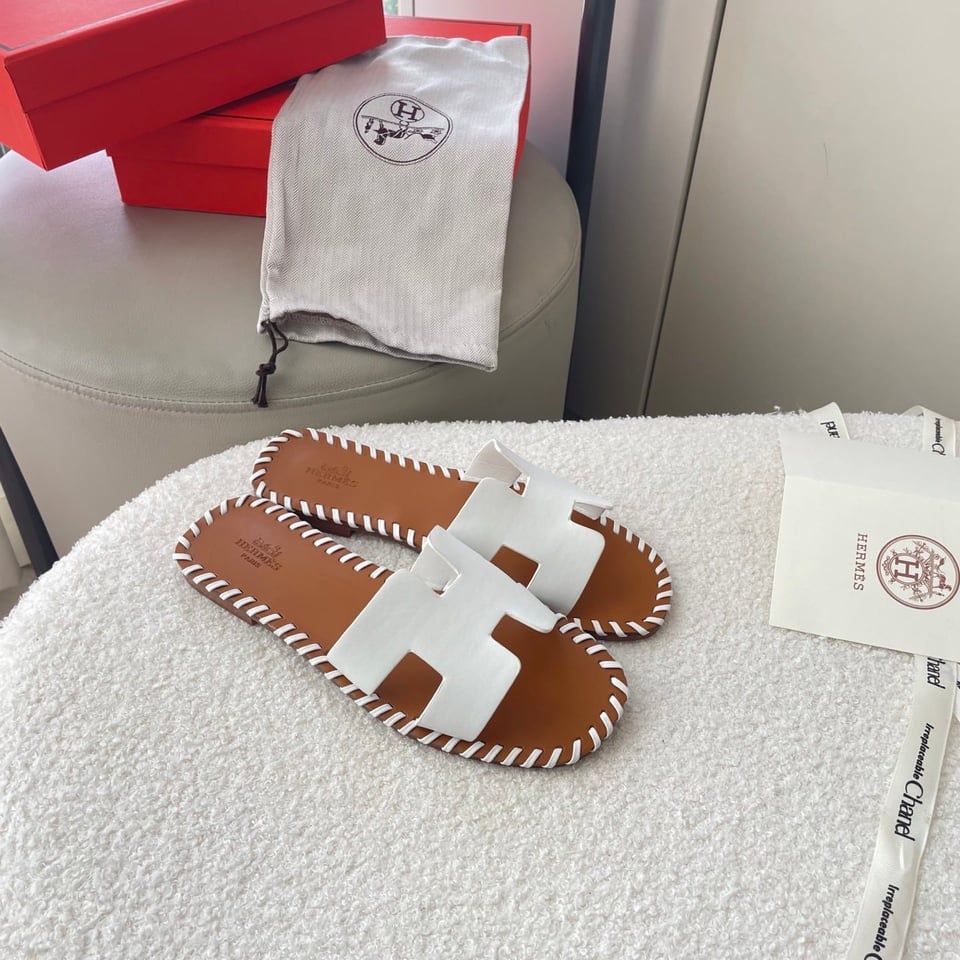 Herm?S Oran Sandals Stitching In Brown And White view 4