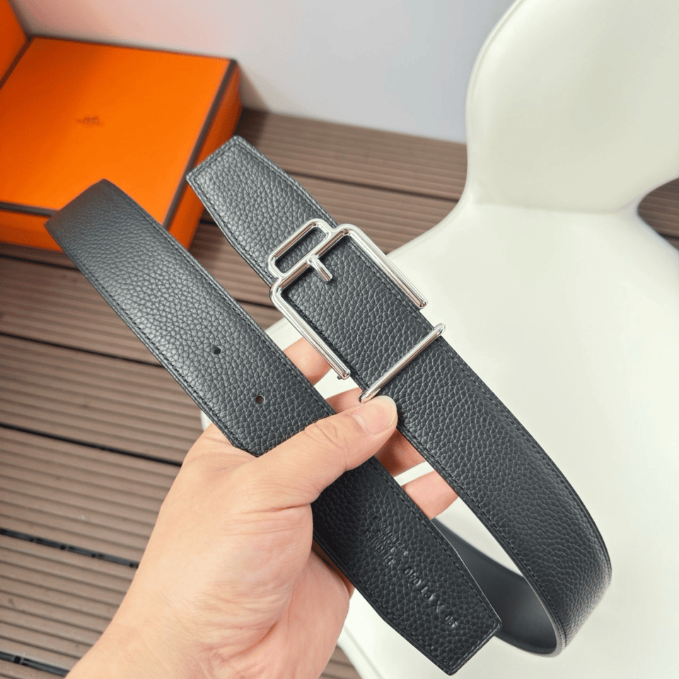 Hermes Black Silver Metal Buckle 38mm Belt For Men view 7